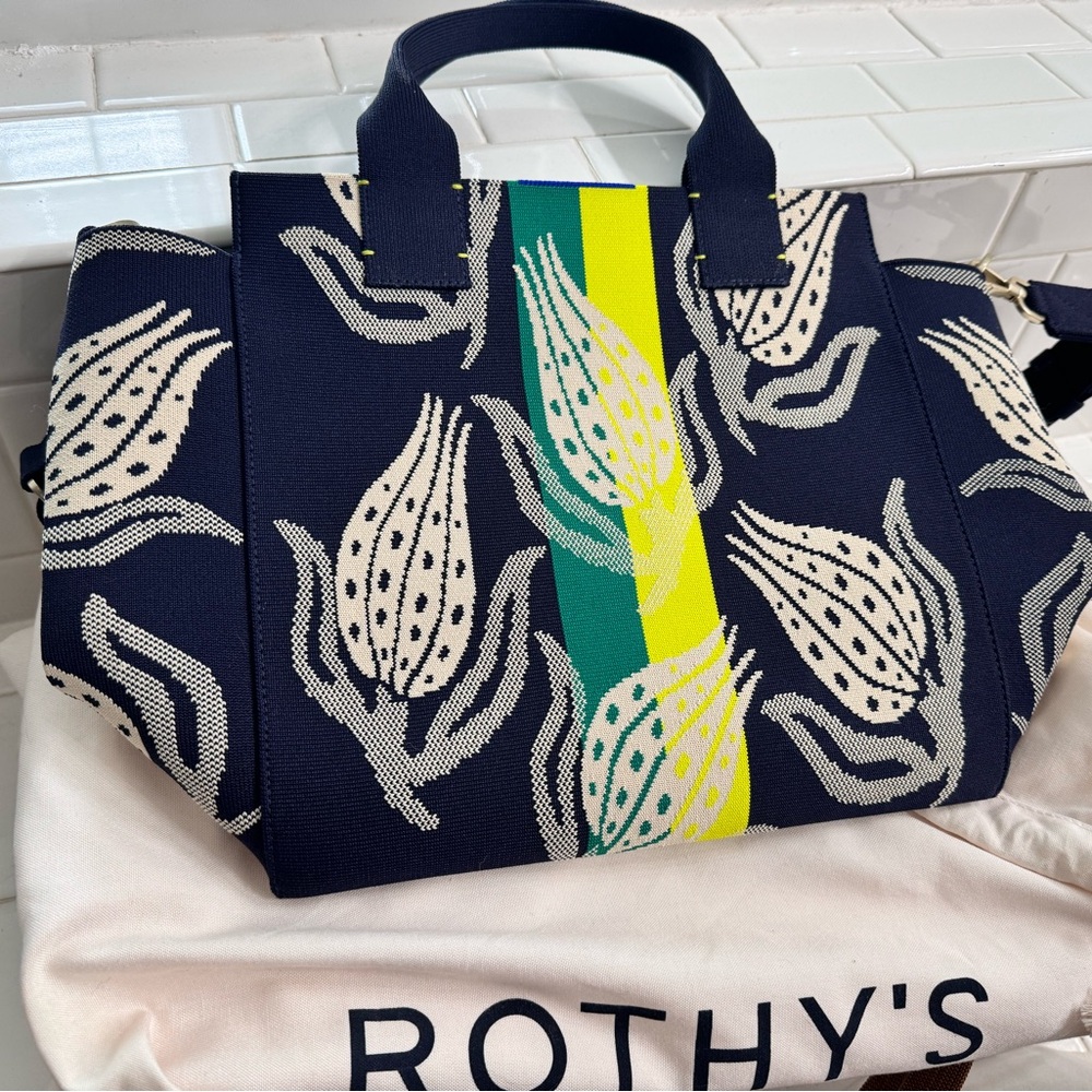Rothy's Navy and Yellow Patterned Women's BagRothys Full size handbag Rothy’s Bo